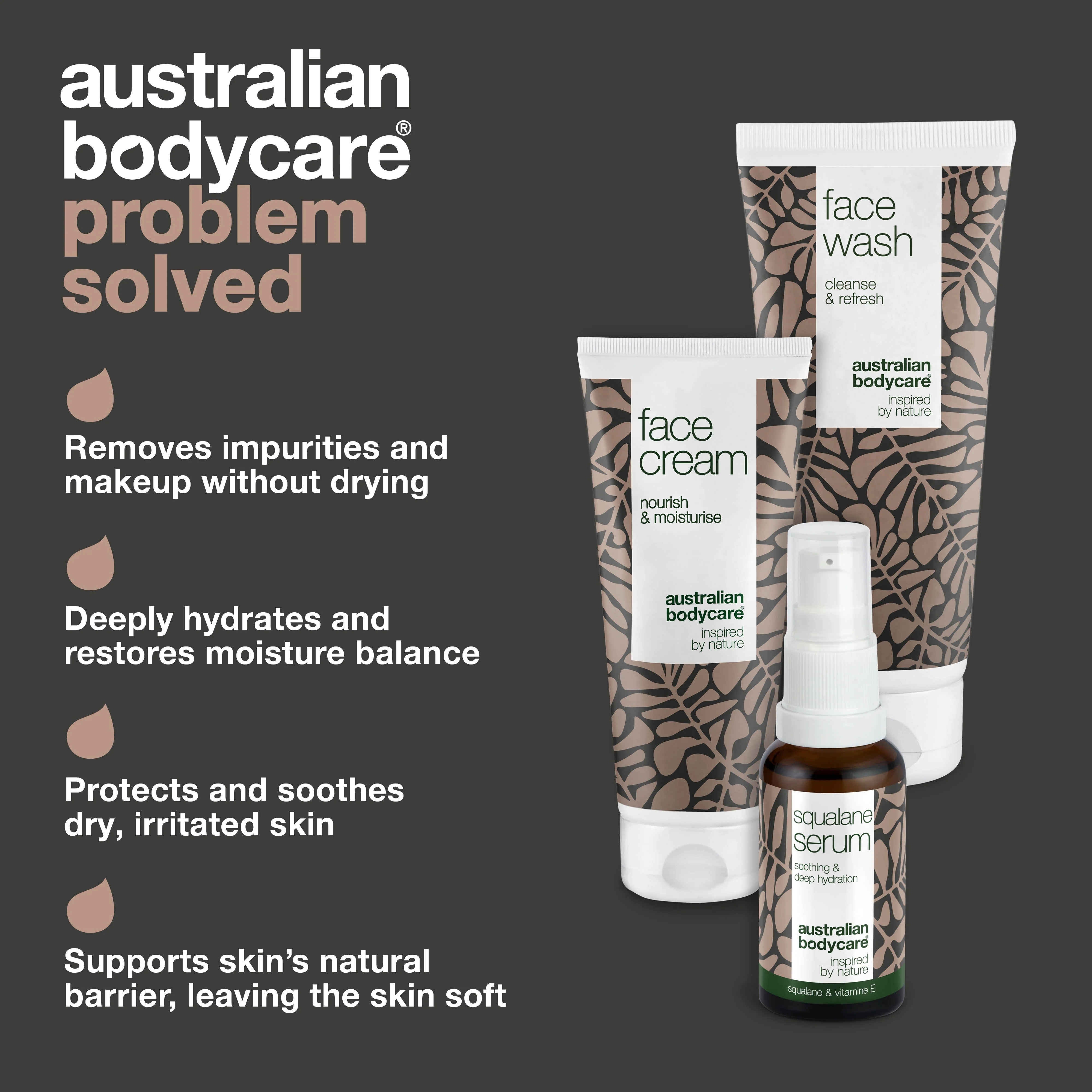 Set for itchy and very dry skin on the face — 3 moisturizing products: facial cleanser, Squalane Serum and cream - Image 3