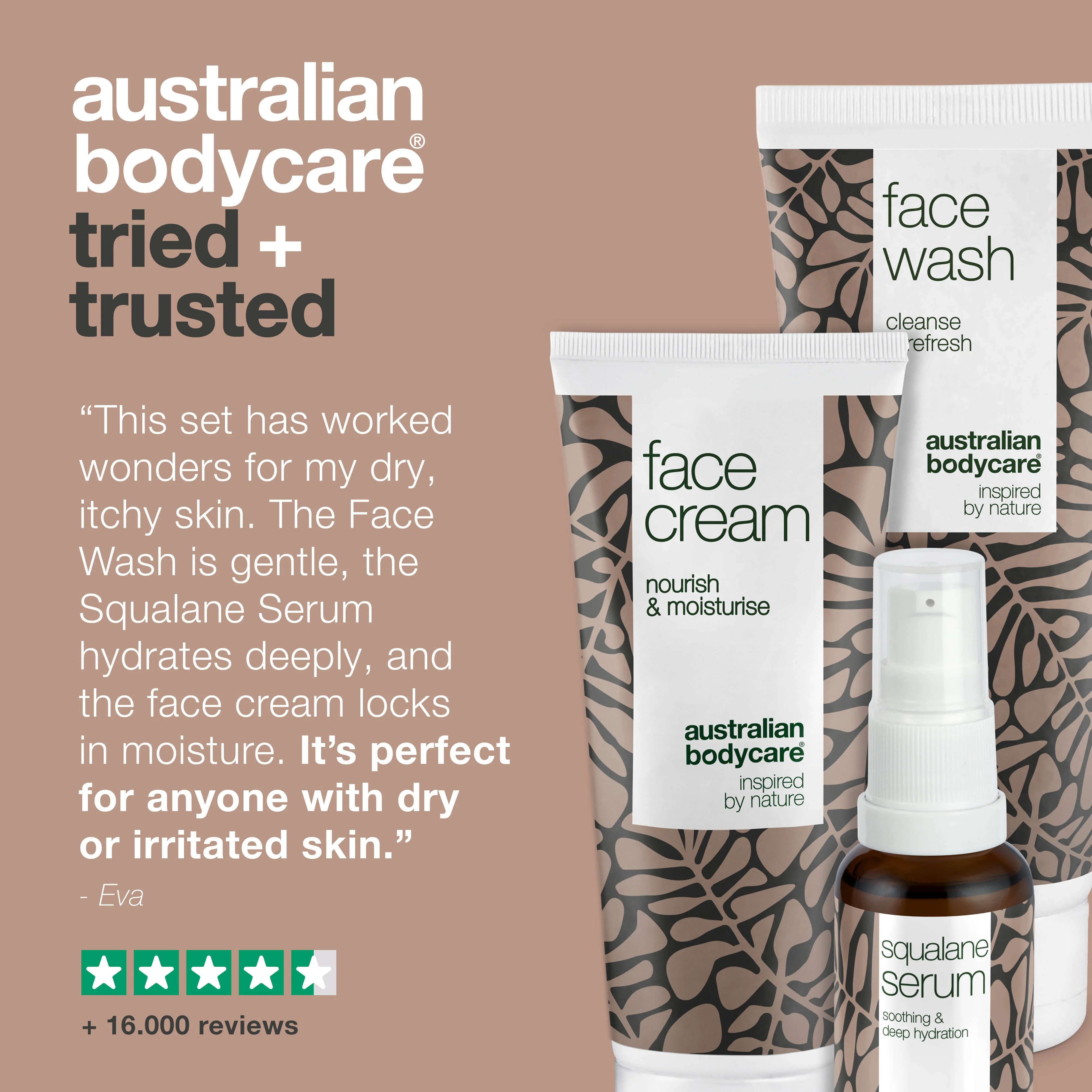 Set for itchy and very dry skin on the face — 3 moisturizing products: facial cleanser, Squalane Serum and cream - Image 5