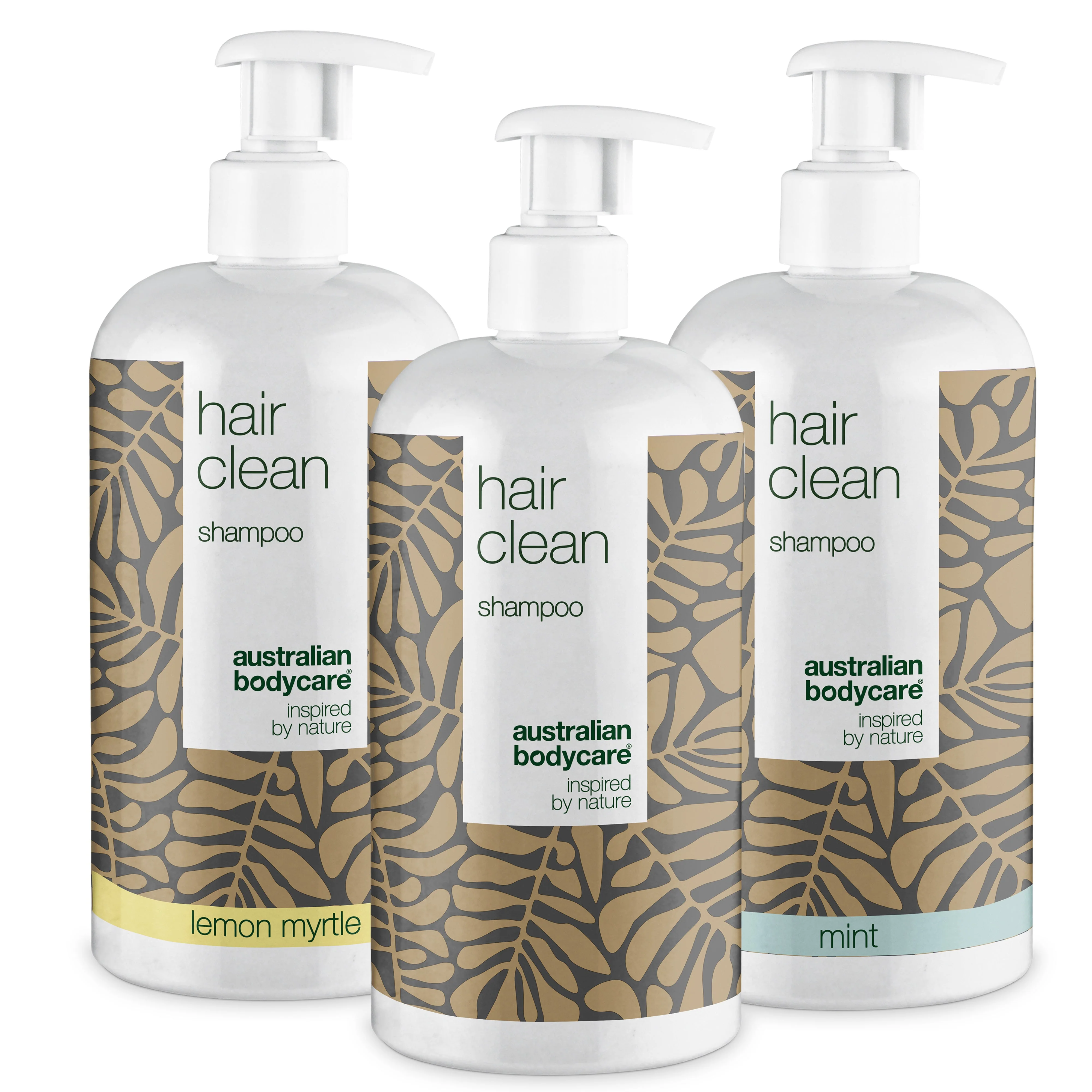 3 Hair Clean shampoo - offer pack — Package offer with 3 x shampoo (500 ml): Tea Tree Oil, Lemon Myrtle & Mint