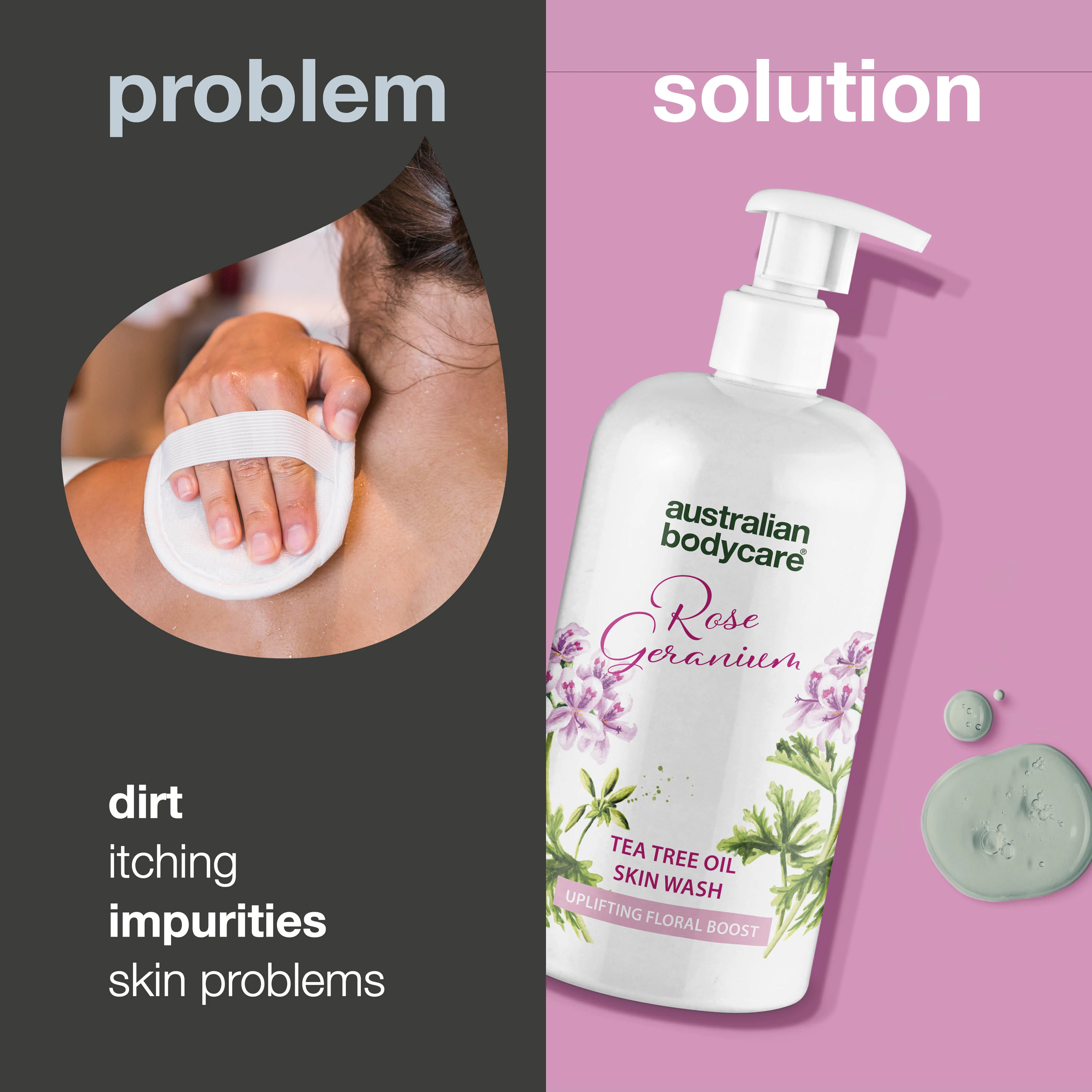 Professional Rose Skin Wash — Deep cleansing shower gel with Tea Tree Oil and Rose Geranium - Image 2