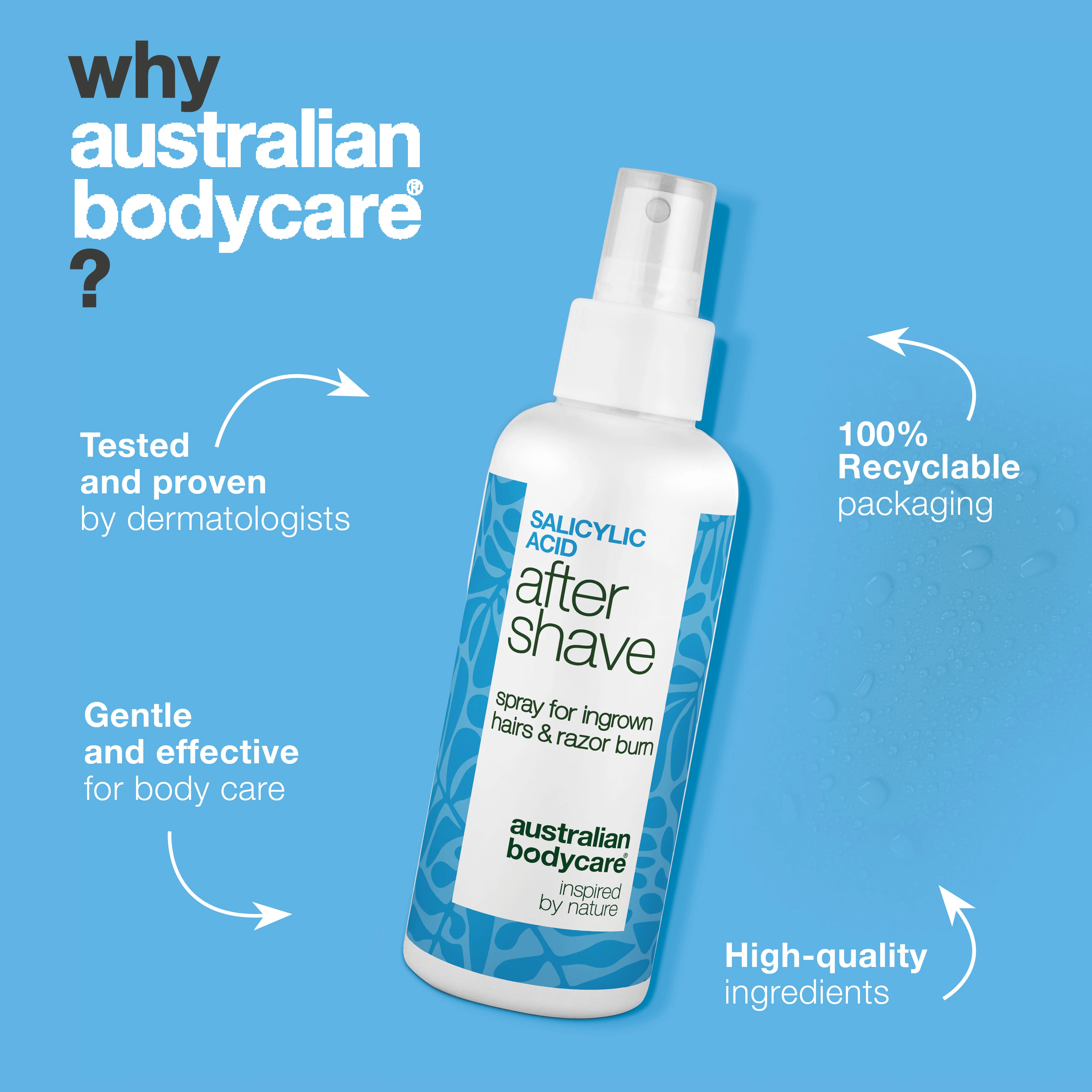 Salicylic Acid After Shave Spray for Razor Bumps — After Shave Spray for razor burns and ingrown hairs. Soothes itching with Salicylic Acid, Aloe Vera, and Panthenol for a smooth finish. - Image 4