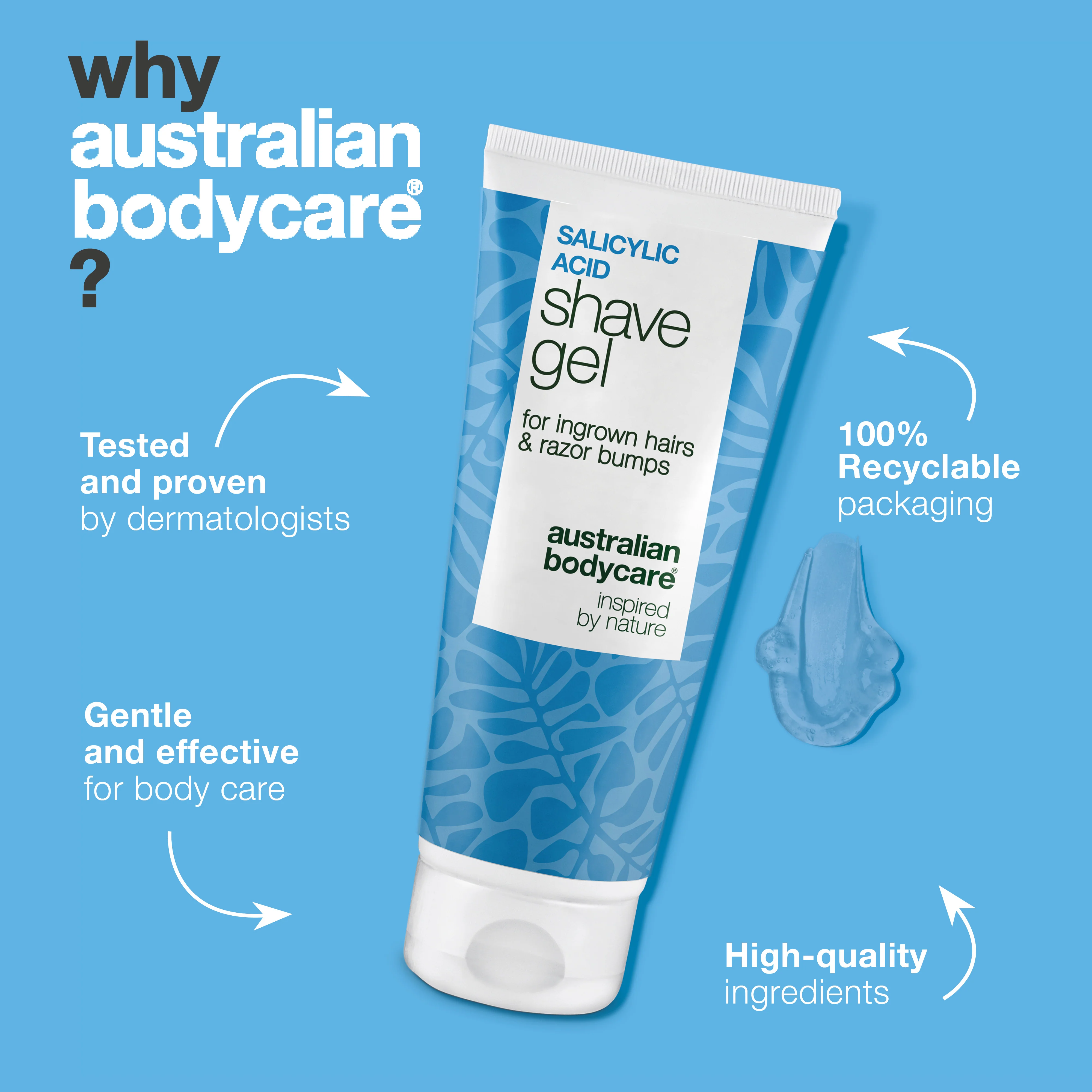 Salicylic Acid Shave Gel – Stop Ingrown Hairs & Bumps — Salicylic Acid Shave Gel prevents ingrown hairs and itch. Enriched with Salicylic acid, Glycerin, and Panthenol for irritation-free skin. - Image 4