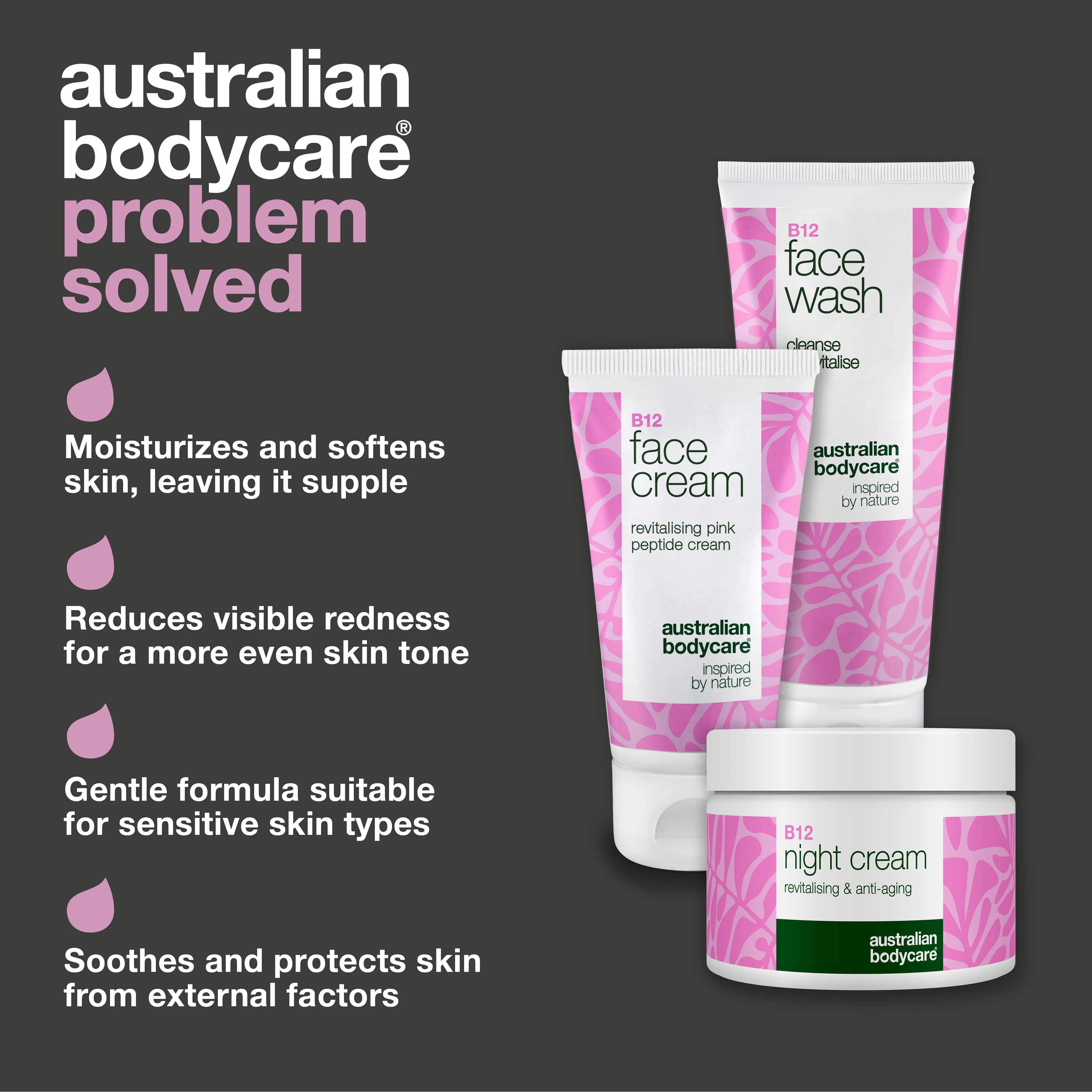B12 Skincare Set for Redness – Cleanser, Day & Night Cream —B12 skincare for redness and rosacea-prone skin. Cleanser, day cream, and night cream that soothe and hydrate. - Image 3