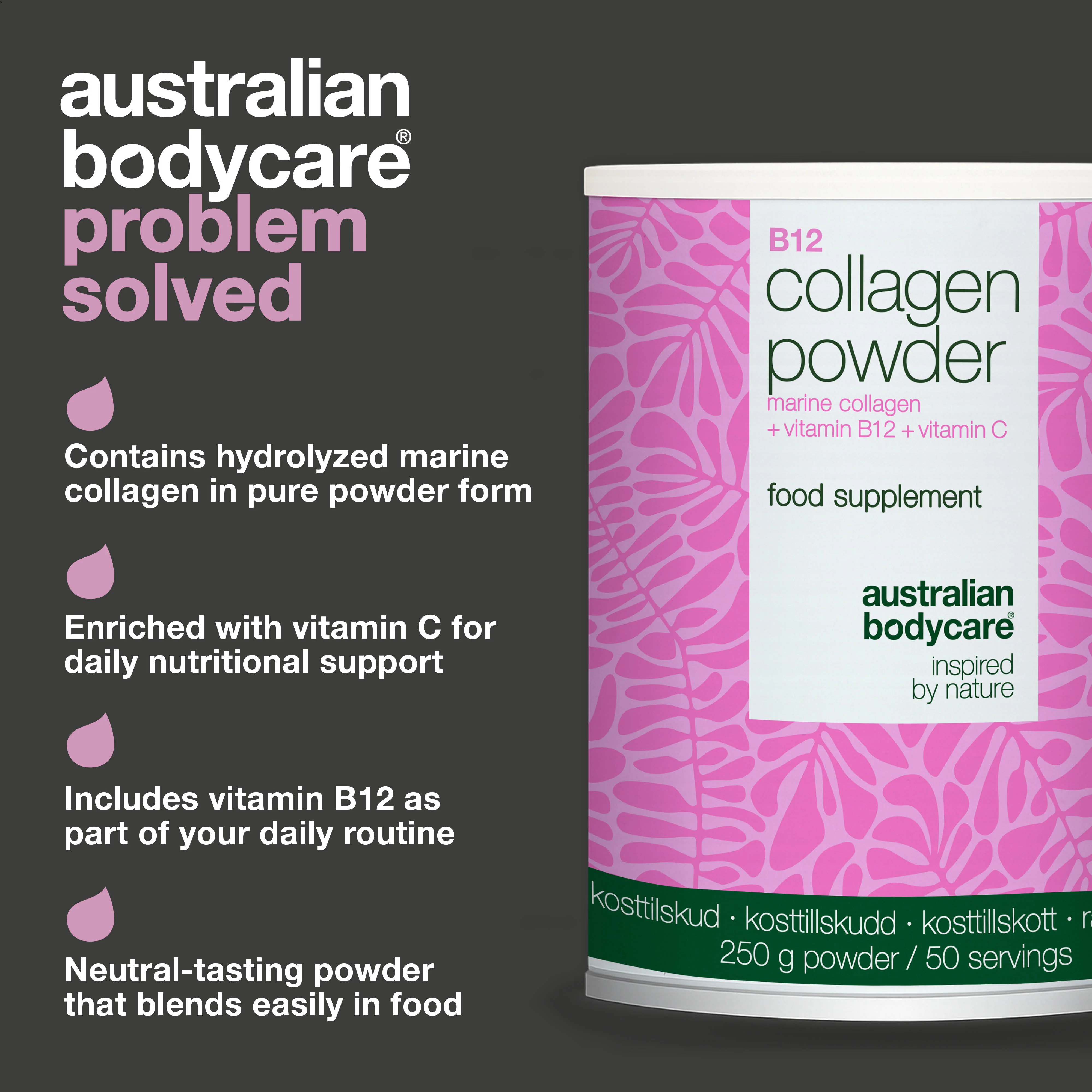 Collagen Powder with Vitamin C & B12 – 250g Marine — Collagen powder for daily use in food and drinks. With marine collagen, vitamin C, and B12. - Image 3
